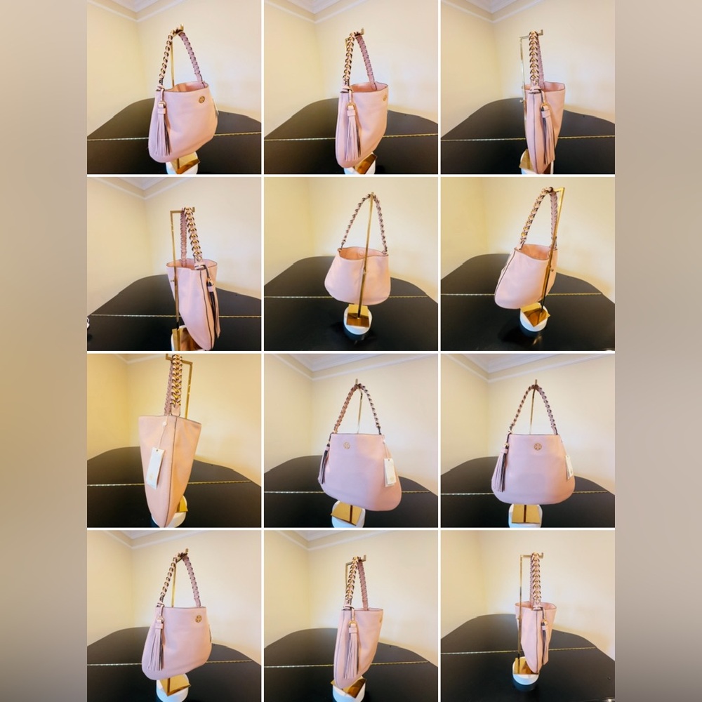NWT Luxury Authentic Minimalist RARE Tory Burch Brooke Pebbled Leather Hobo Bag - Picture 14 of 17